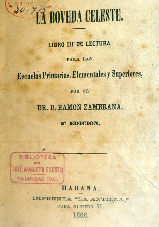 Foto de La bóveda celeste, edición de 1866. Fondos Colección Cubana, BNCJM